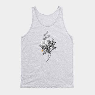 Black and Gold Leaf - Blooming Ventenat's Rose - Vintage Botanical Tank Top